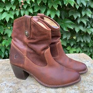 FRYE brown leather boots, size 8